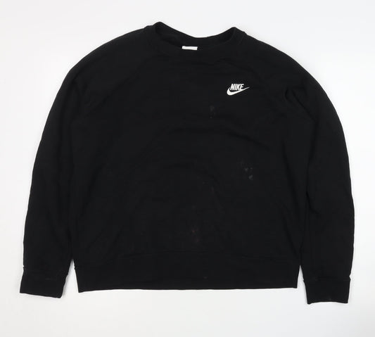 Nike Men's Black Pullover Sweatshirt, Size L, Logo Accent