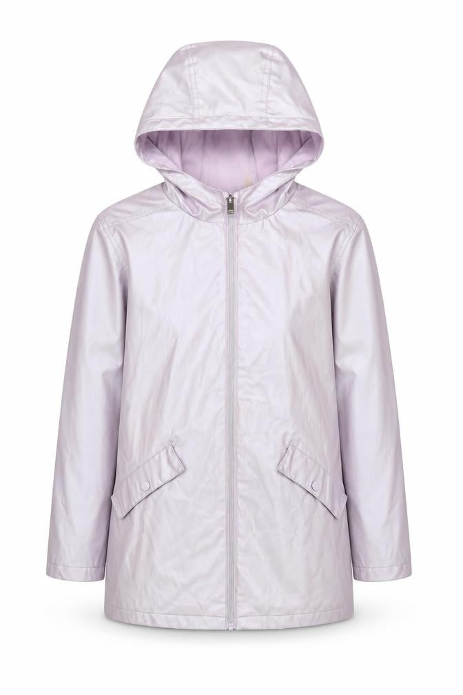 Front view of Marks & Spencer girls’ purple hooded jacket 11-12 years