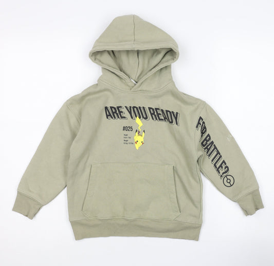 Zara Boys Green Pikachu Pullover Hoodie 6 Years - Anime Style