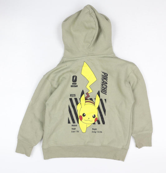 Zara Boys Green Pikachu Pullover Hoodie 6 Years - Anime Style