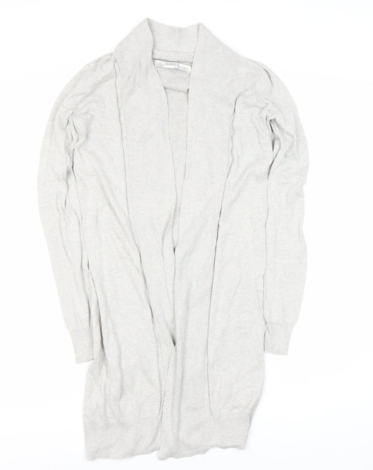 AllSaints Women's Grey Open Front Cardigan Size UK 6 Silk Cotton