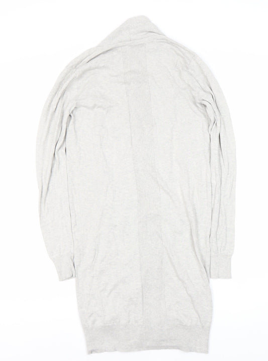 AllSaints Women's Grey Open Front Cardigan Size UK 6 Silk Cotton