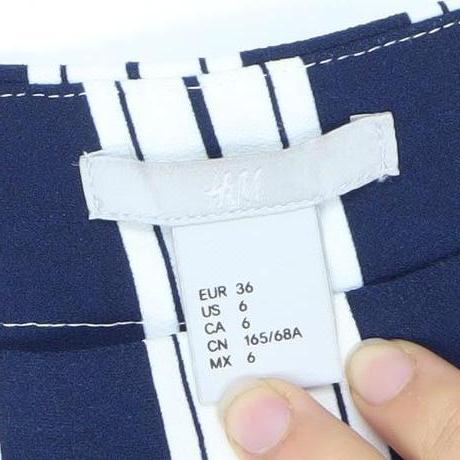 H&M Women's Striped Blue Trousers Size 8