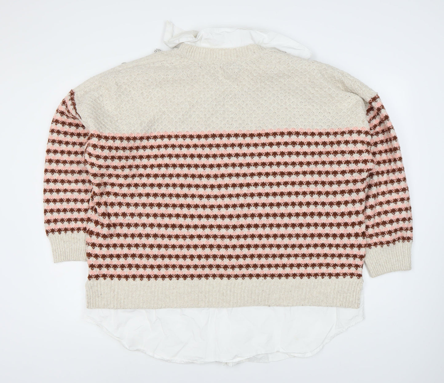 NEXT Women's Beige Striped Pullover Jumper XL