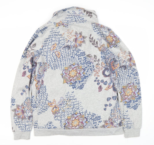 Jomino Women's Grey Floral Full Zip Sweatshirt Size 12