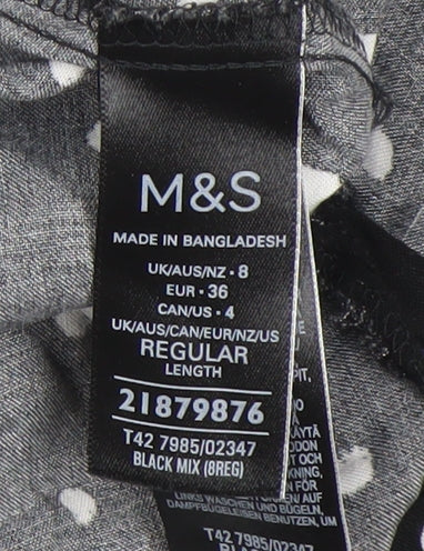 Marks and Spencer Women's Black Polka Dot Dress Size 8