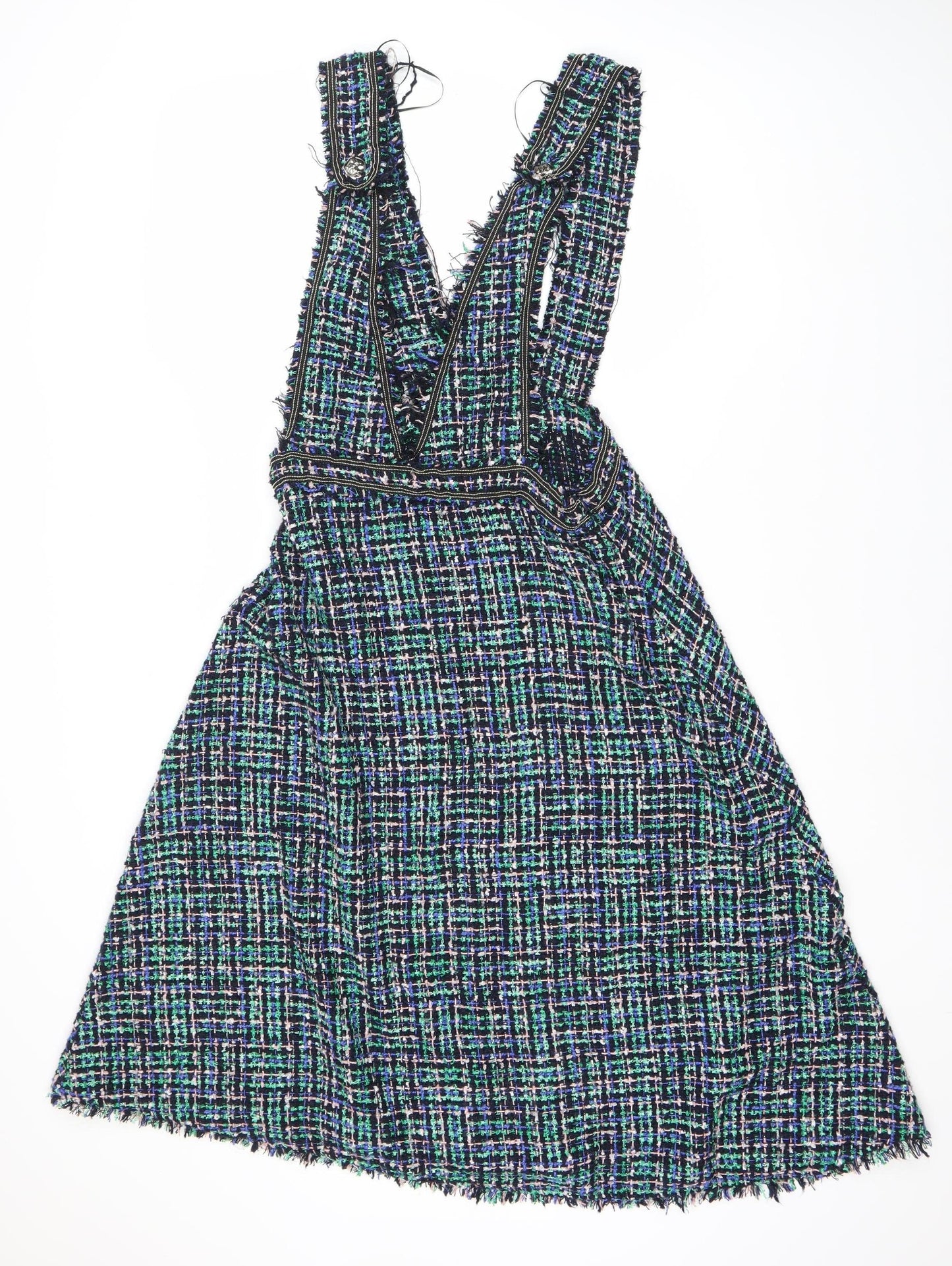 Zara Women Multicoloured Sleeveless Check Dress