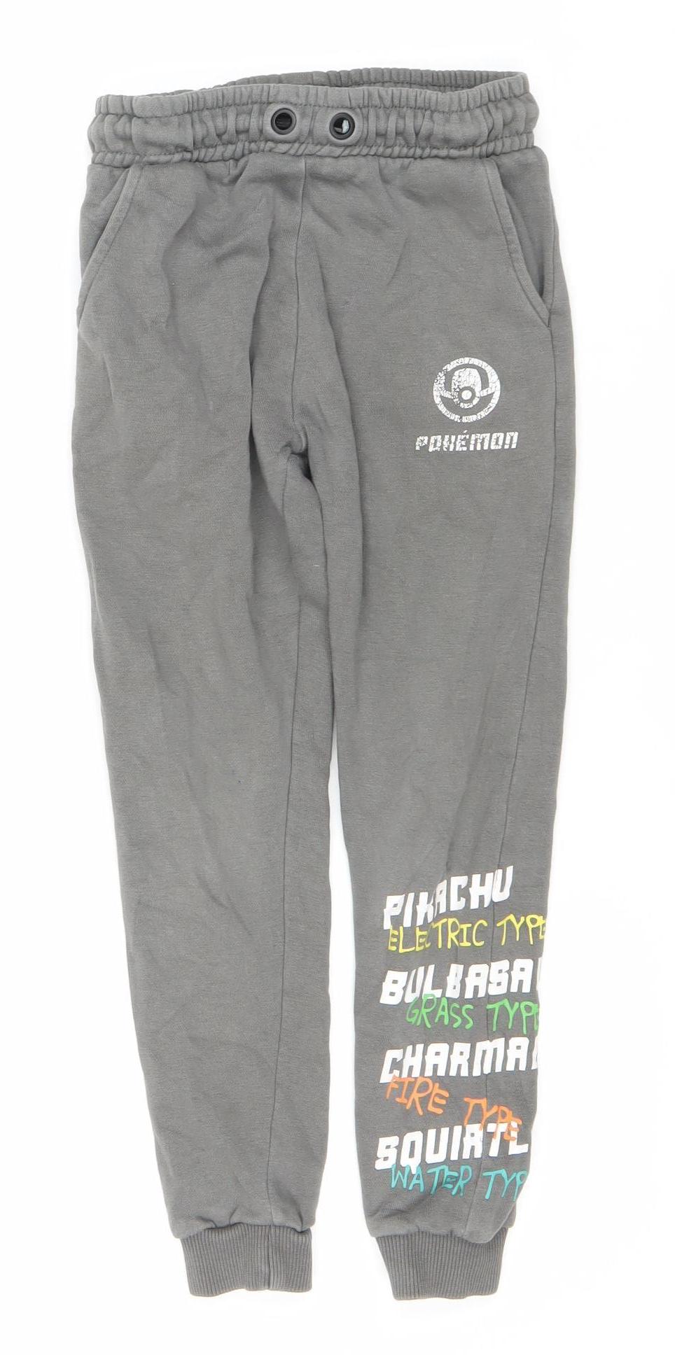 Pokémon Boys Grey Jogger Trousers 8 Years Cartoon Casual