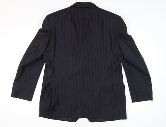 Pierre Cardin Men's Dark Blue Striped Classic Blazer, 44 R, Formal
