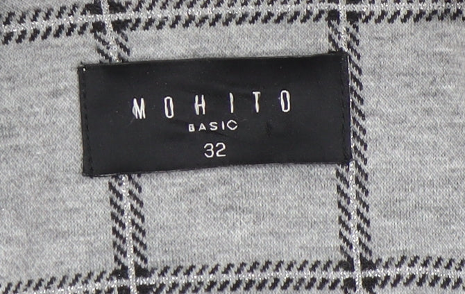 Mohito Women’s Grey Check Blazer, Size 4, 3/4 Sleeve