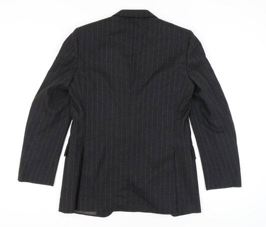 Sidi by git Men's Black Pinstripe Wool Blazer, Size UK 40R
