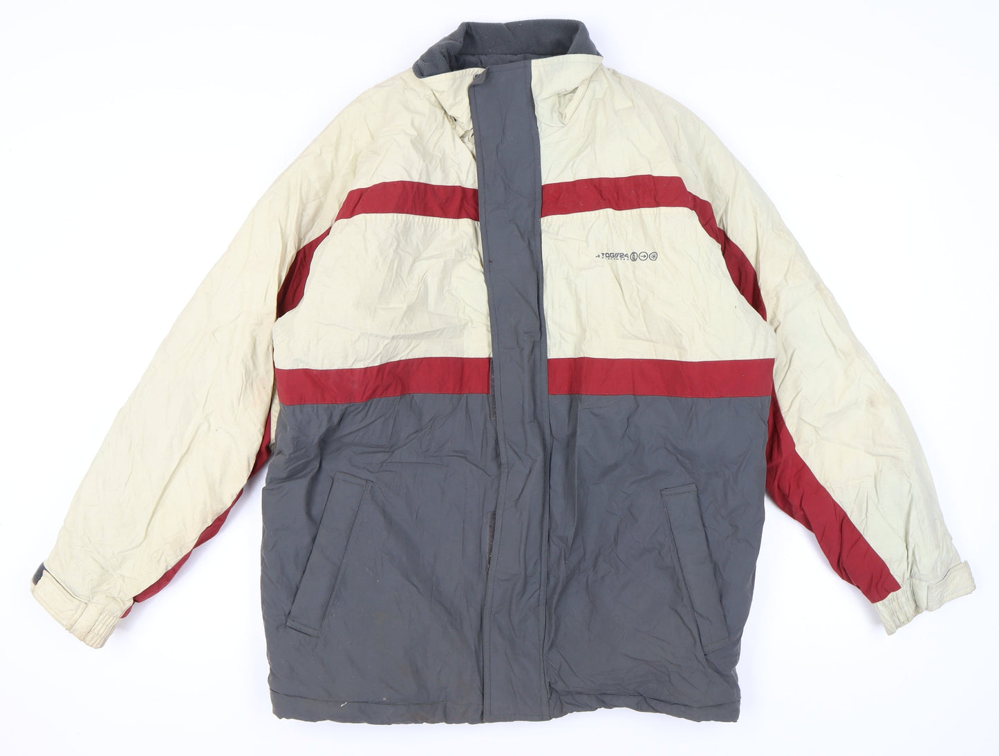 TOG24 Men's Grey Red Beige Puffer Jacket L