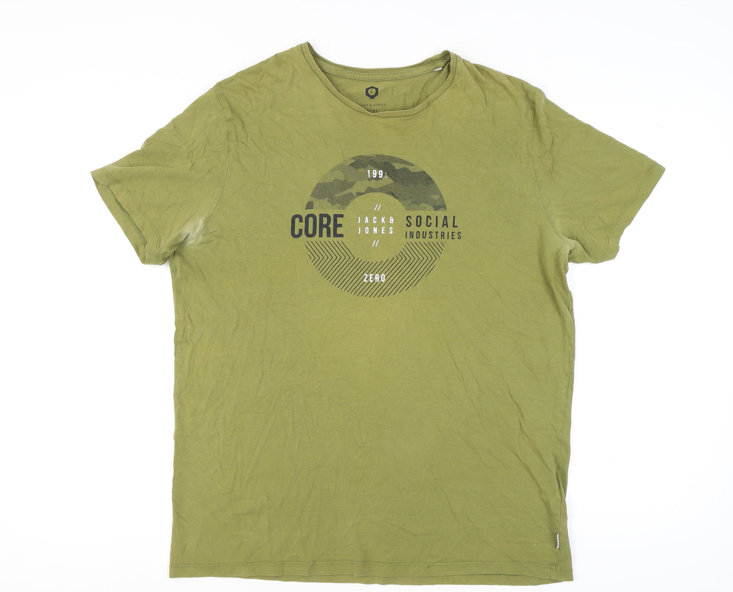 Jack & Jones Men's Green Graphic T-Shirt XL