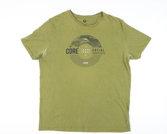 Jack & Jones Men's Green Graphic T-Shirt XL