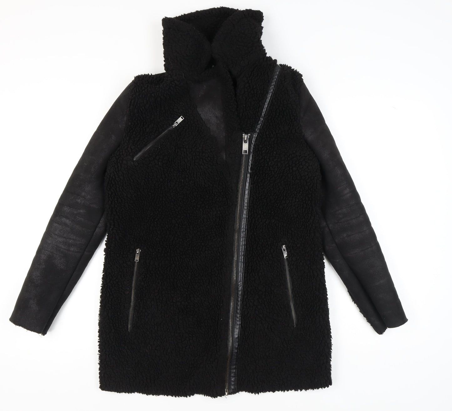 ONLY Women's Black XS Biker Jacket with Zip Accents