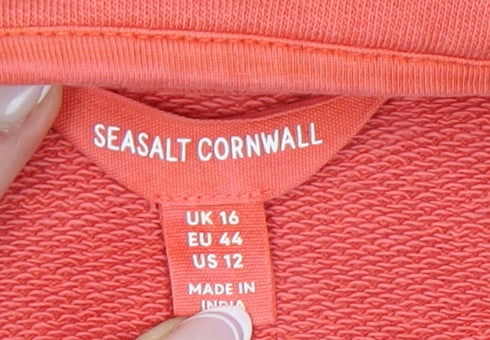 Womens UK 16 Regular Seasalt Cornwall Red Henley Sweatshirt