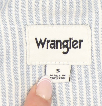 Wrangler Women's Blue Striped Button-Up Shirt S
