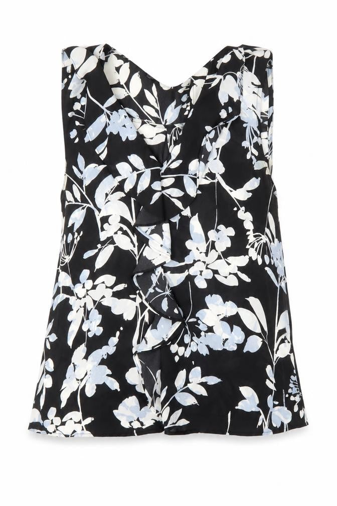 Marks and Spencer Women's Black Floral Blouse V-Neck Size 8