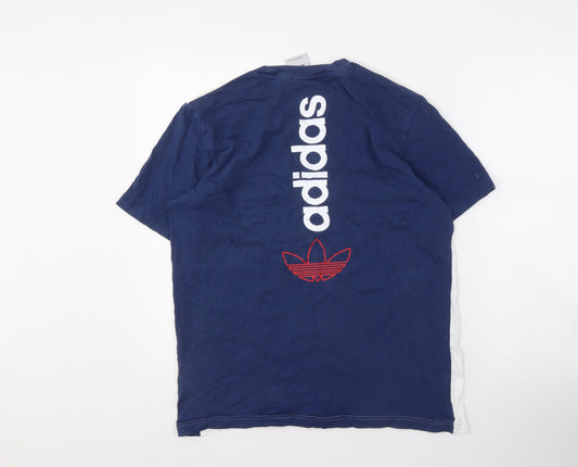 Adidas Men's Blue & White Colourblock T-Shirt S