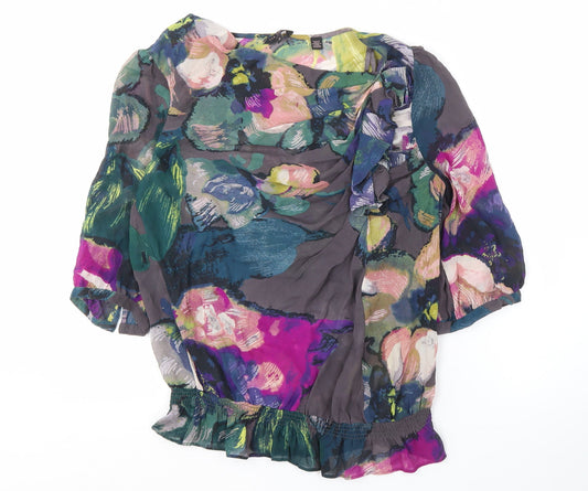 Ted Baker Women's Multicoloured Silk Blouse Size 10