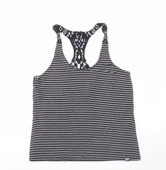 Superdry Women's Black Striped Tank Top - Medium