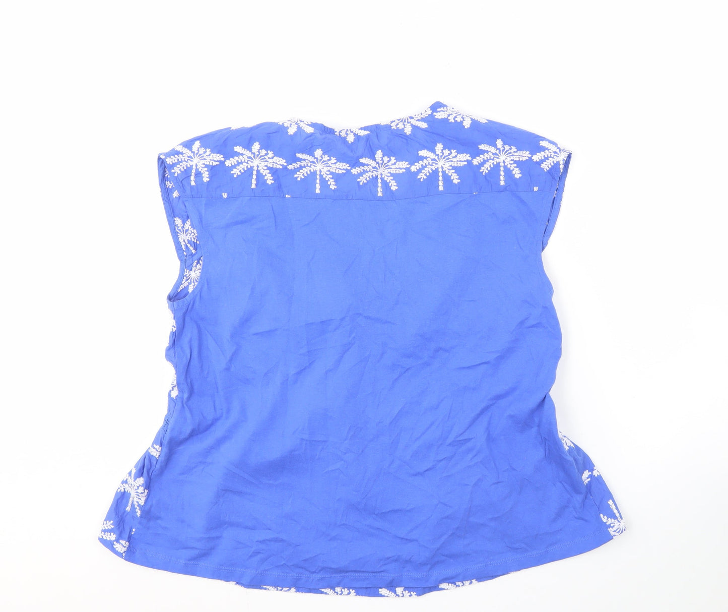 Next Women's Blue Embroidered Sleeveless V-Neck Blouse