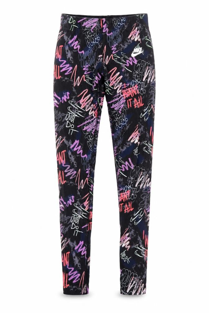 Front view of Nike girls’ multicoloured leggings 10-12 years graphic sports