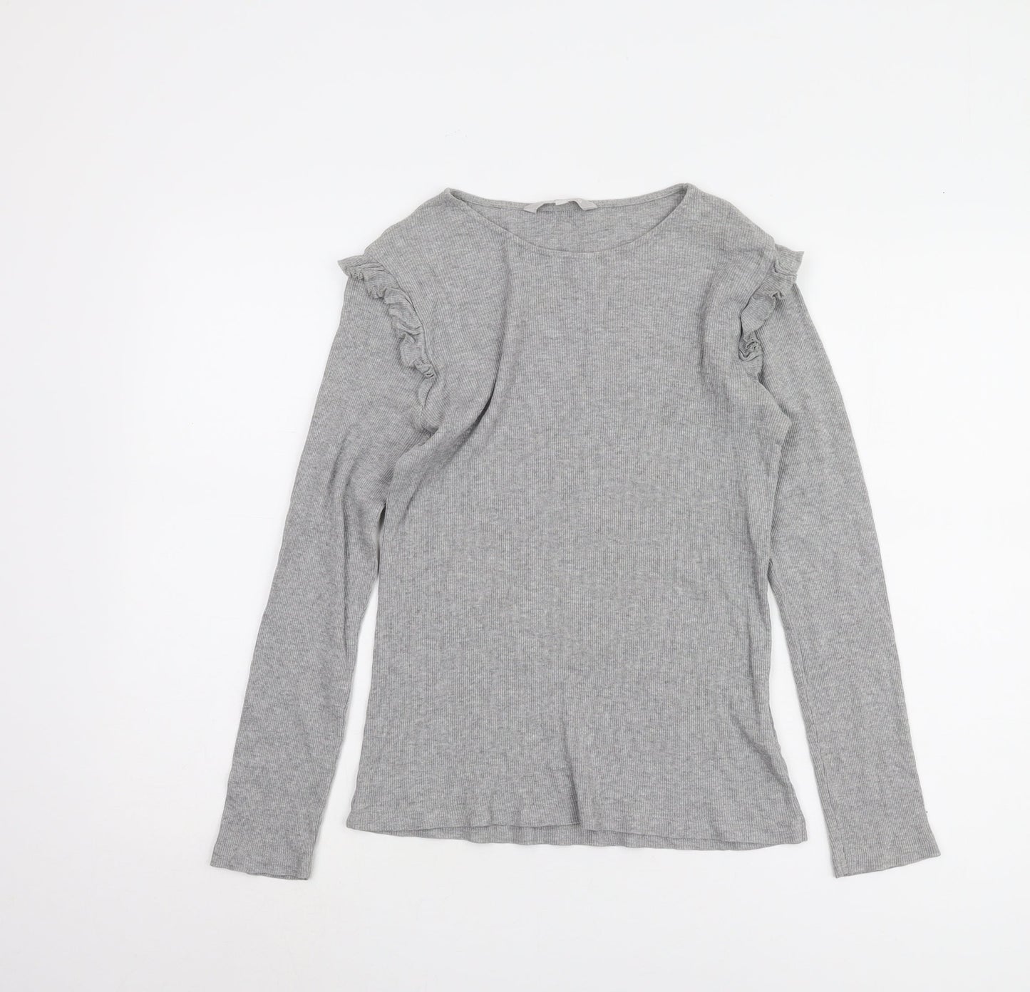 Red Herring Grey Long Sleeve Ruffle T-Shirt - Size 14