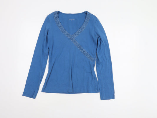 Long Tall Sally Women's Blue Wrap Top XS