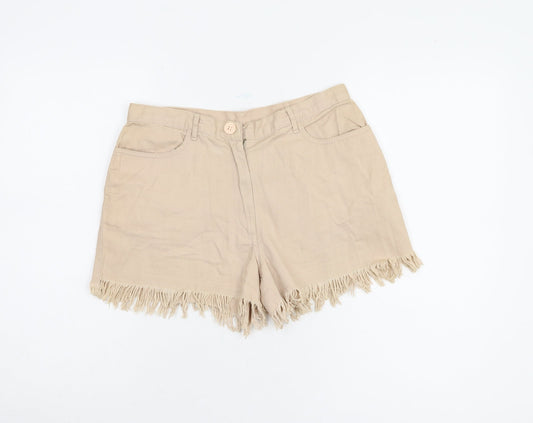 Joie de Vivre Women Beige Cut-Off Shorts Size 10