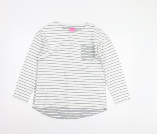 Joules Women's Grey Striped Long Sleeve T-Shirt UK 12