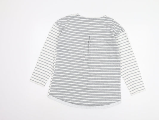 Joules Women's Grey Striped Long Sleeve T-Shirt UK 12