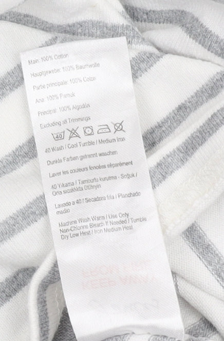 Joules Women's Grey Striped Long Sleeve T-Shirt UK 12