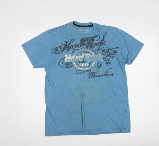 Hard Rock Cafe Men's Blue Large Music T-Shirt