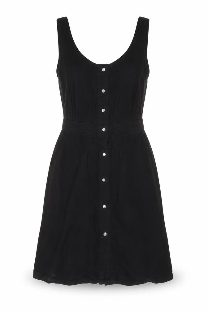Front view of ASOS Women's Black Sleeveless Cotton Dress, size 6