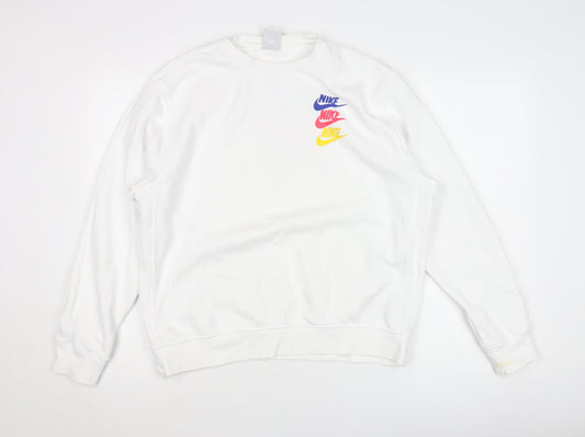 Nike Unisex White Pullover Sweatshirt M, Graphic