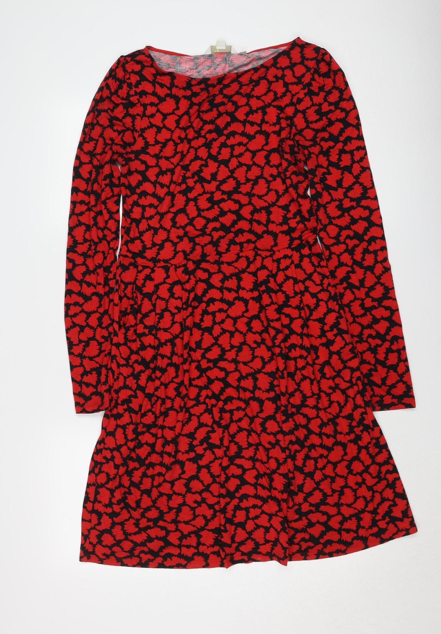 Boden Red Animal Print Dress, Size 12, Women's, Jersey