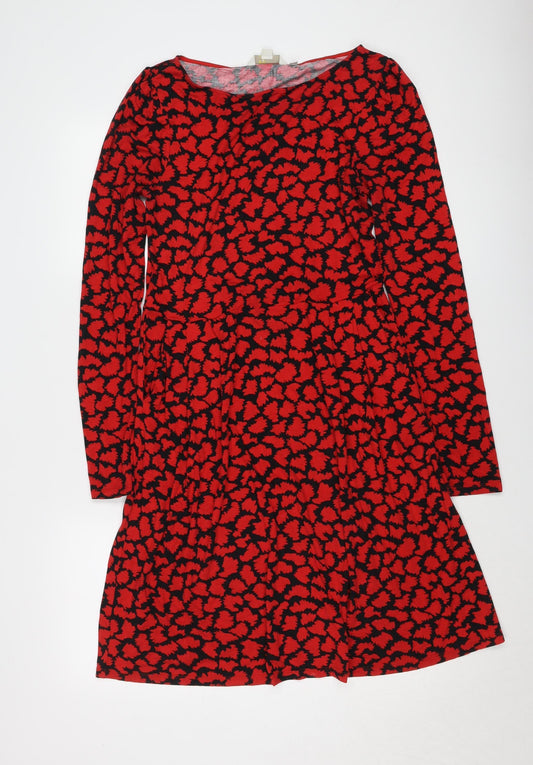 Boden Red Animal Print Dress, Size 12, Women's, Jersey