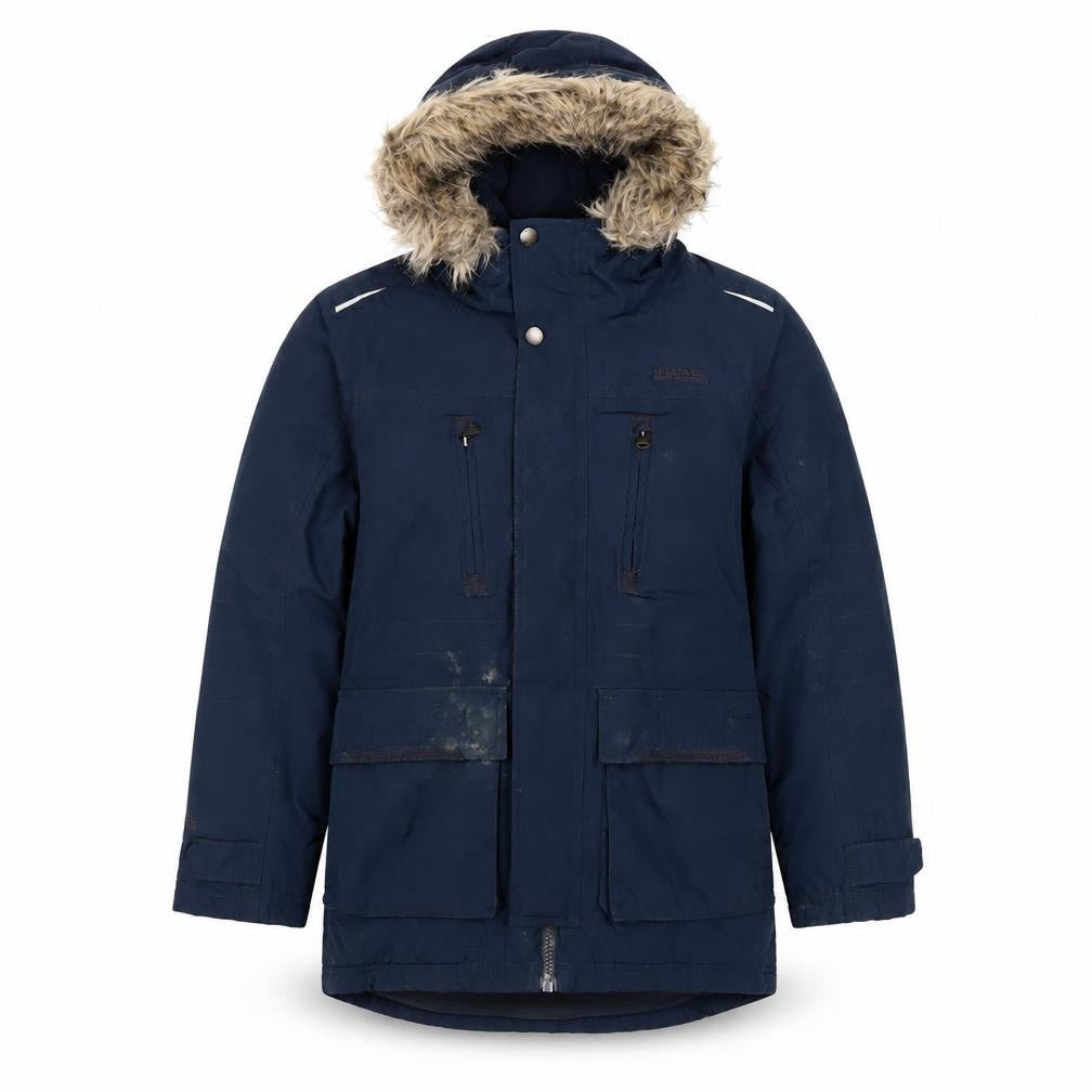 Front view of Regatta boys’ blue parka -, size 12, winter coat