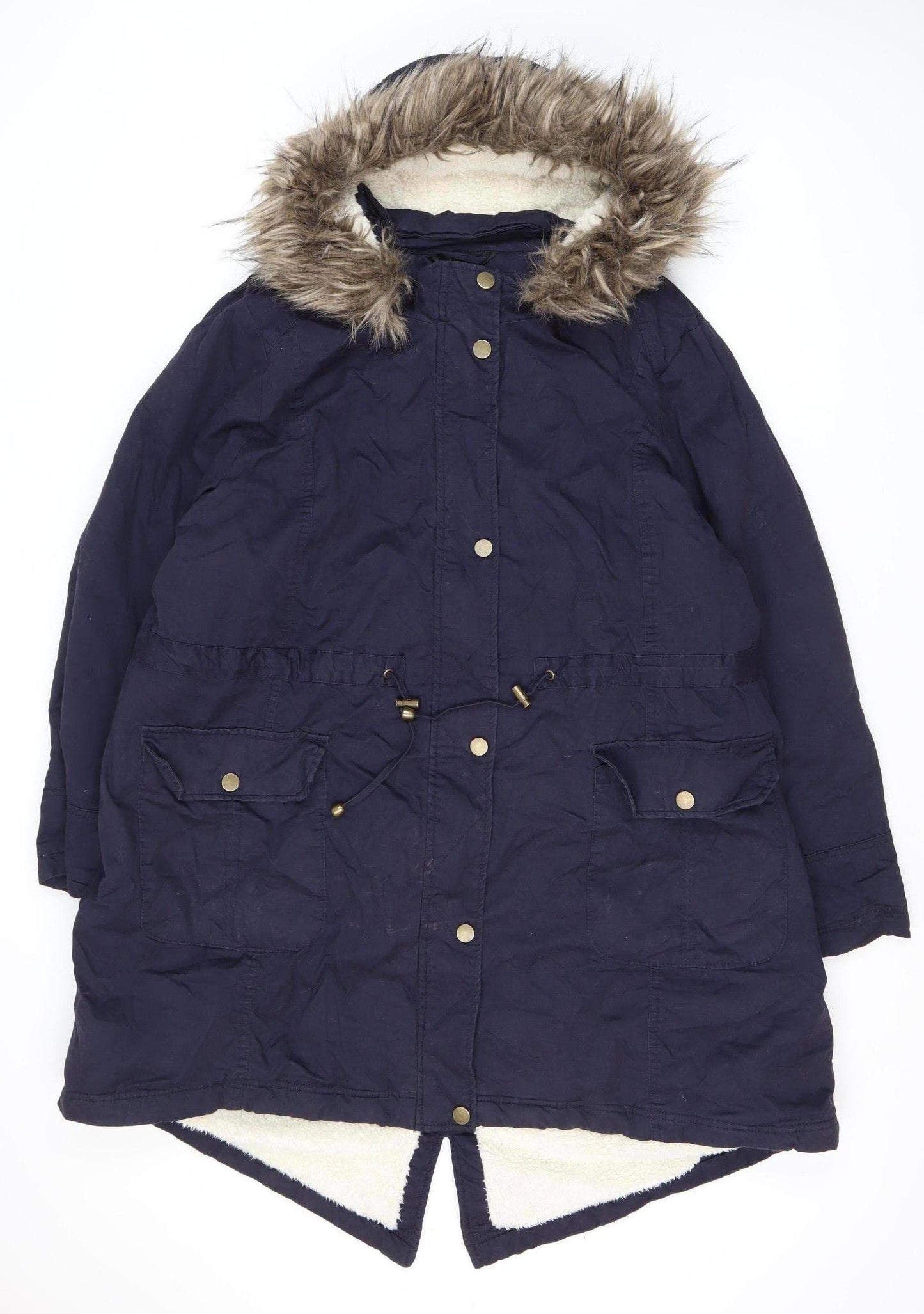 Yours Women’s Blue Parka Coat Size 22-24 Hooded