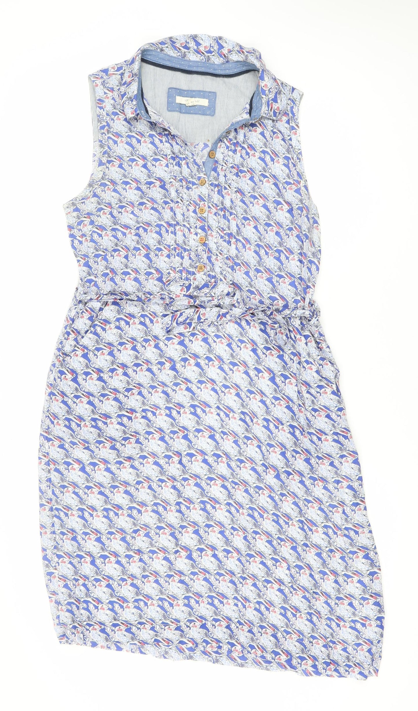 White Stuff Women's Blue Size 12 Dress with Buttons