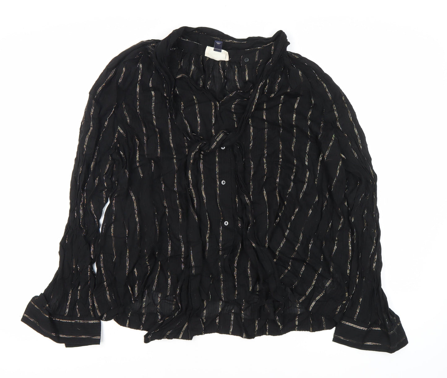 Universal Thread Women's Black Striped Blouse L