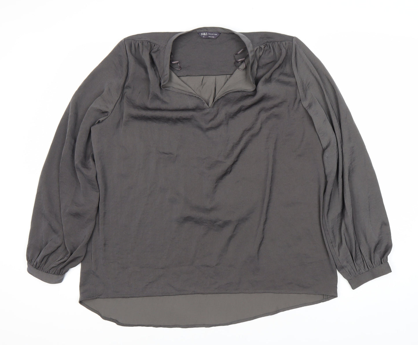 Marks & Spencer Grey Women's Blouse, Size 14 Long Sleeve