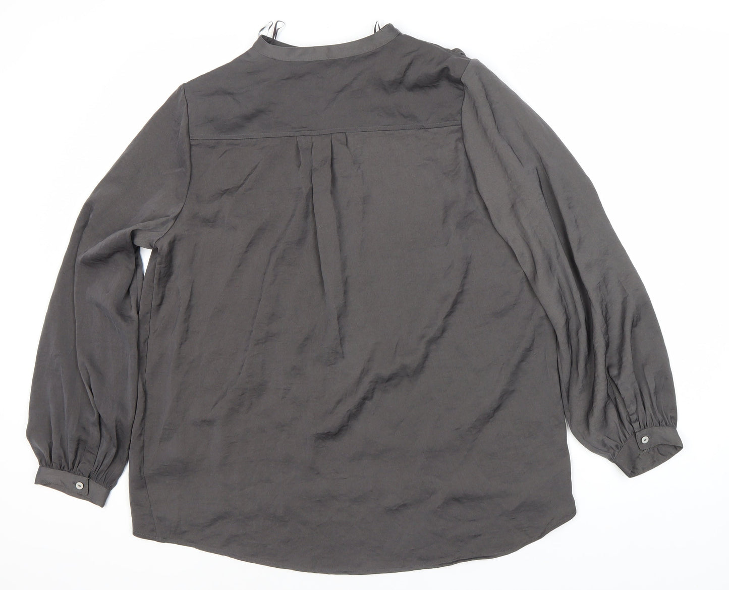 Marks & Spencer Grey Women's Blouse, Size 14 Long Sleeve