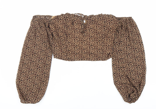 Pamela X Women's Brown Cropped Off Shoulder Top, Size 10