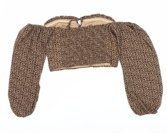 Pamela X Women's Brown Cropped Off Shoulder Top, Size 10