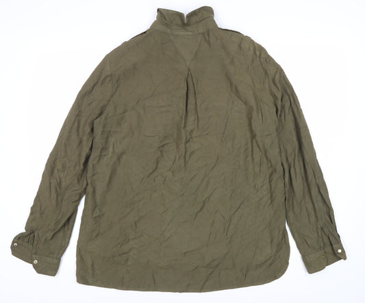 River Island Women's Green Jacket Size 12 with Zip & Pockets