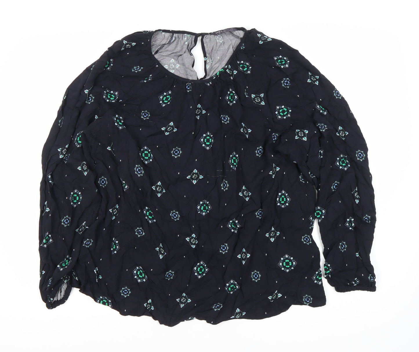 Marks and Spencer Blue Floral Blouse Size 10