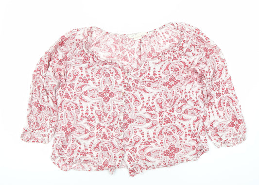 Les Petites Women's Red Floral Blouse Size 12