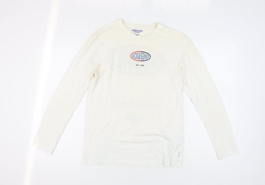 Jack & Jones Men's Ivory Relaxed Long Sleeve T-Shirt
